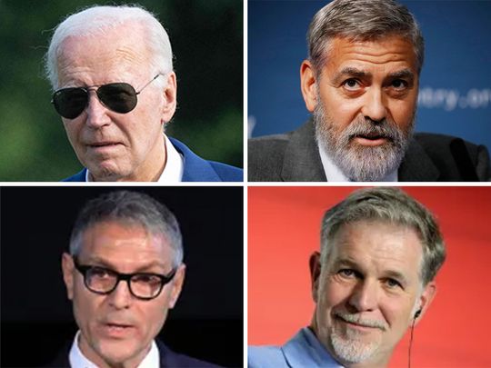 Joe Biden, George Clooney, Reed Hastings and Ari Emanuel