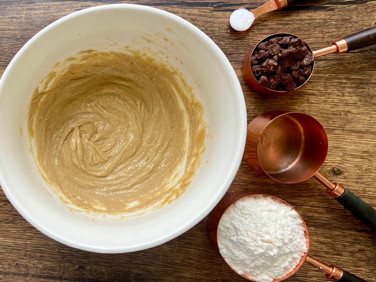 In a large bowl, combine the butter and brown sugar. Whisk until light and fluffy.