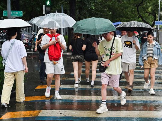 STOCK China Beijing rain