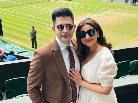 Parineeti Chopra with husband Raghav Chaddha at the Wimbledon, UK 