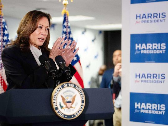 US Vice President and Democratic presidential candidate Kamala Harris 