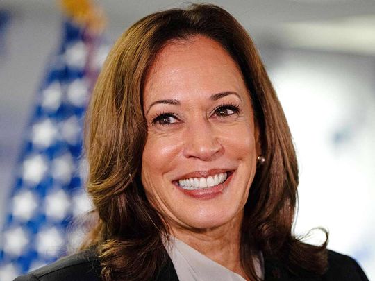 US Vice President and Democratic presidential candidate Kamala Harris speaks