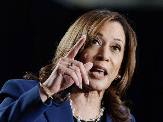 US Vice President and Democratic Presidential candidate Kamala Harris