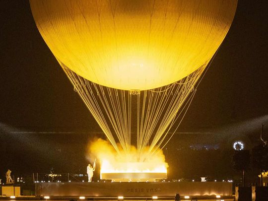 Teddy Riner, French Judo champion, lights the Olympic Cauldron