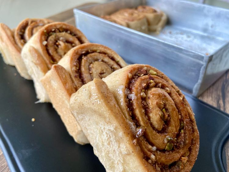 Serve Baklava-style cinnamon rolls while they're still warm