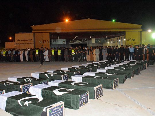 Government officials offer funeral prayers for the victims of bus accident