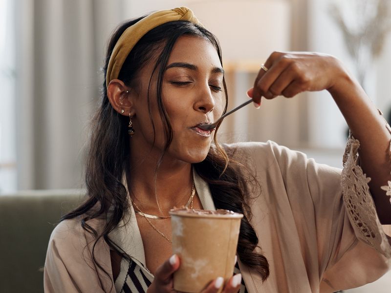 person eating ice cream