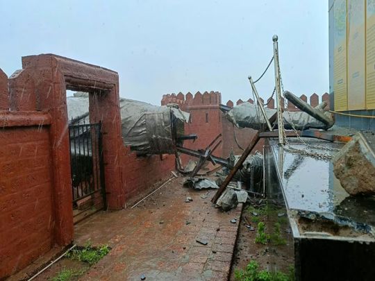 OPN Shivaji Statue broken