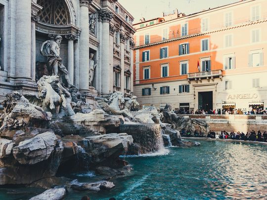 The Trevi fountain, in Rome.