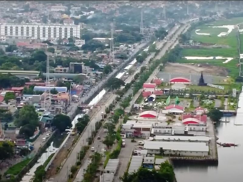 A drone shot  show part of the under-construction C6 Expressway. 