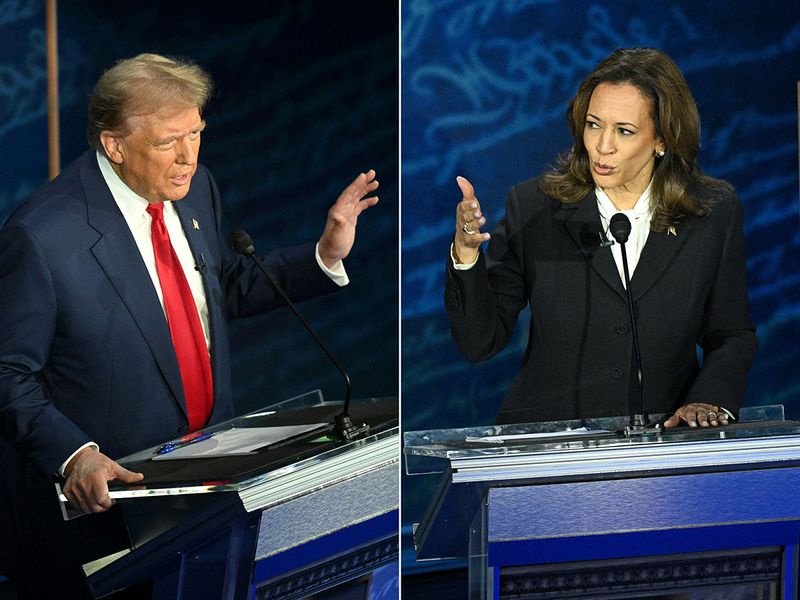 Former US President and Republican presidential candidate Donald Trump (L) and US Vice President and Democratic presidential candidate Kamala Harris