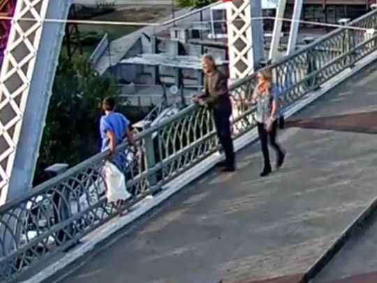 Jon Bon Jovi was filming a new music video in Nashville, US, when he saw a woman on the John Seigenthaler Pedestrian Bridge getting ready to jump off. He and a colleague persuaded the woman off the ledge, into safety.