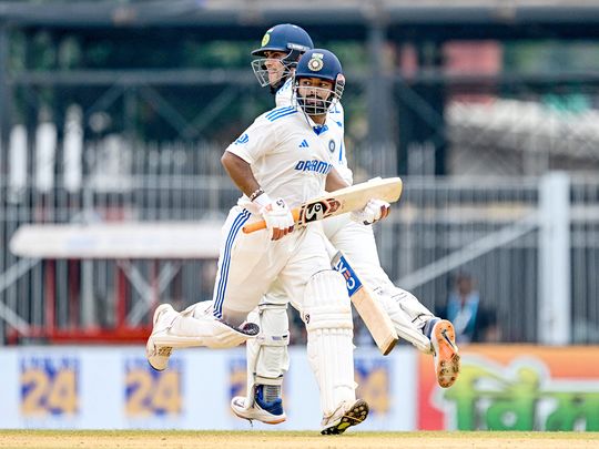 India's Rishabh Pant (R) and Shubman Gill run between the wickets 