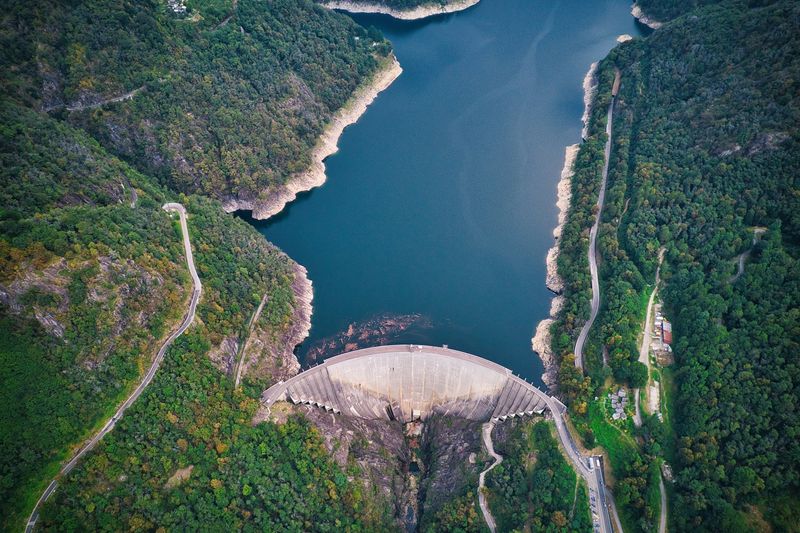 A drone footage of a hydroelectric power plant in Switzerland