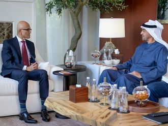 Sheikh Mohamed meets Microsoft and BlackRock CEOs