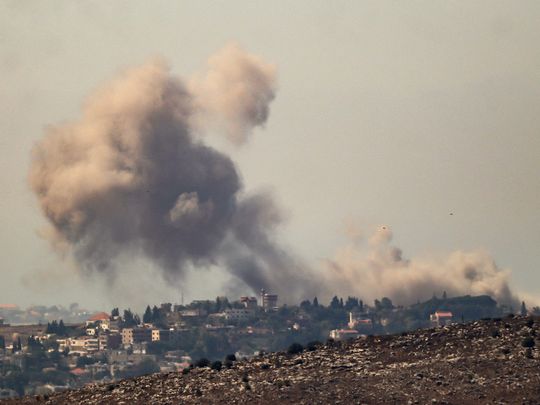 Smoke billows from the site of an Israeli airstrike