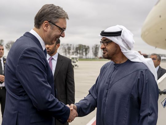 President His Highness Sheikh Mohamed bin Zayed Al Nahyan and Serbian President Aleksandar Vucic