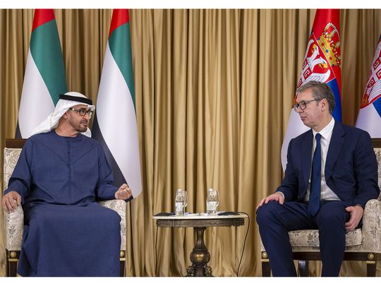 President His Highness Sheikh Mohamed bin Zayed Al Nahyan and Serbian President Aleksandar Vucic