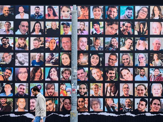 portraits of Israeli hostages held in Gaza s