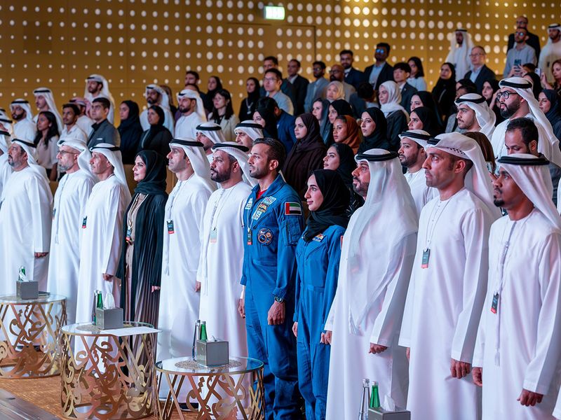 Senior officials and astronauts fron the UAE at the opening of the conference