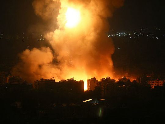 Smoke rises from the site of an Israeli airstrike that targeted a neighbourhood in Beirut