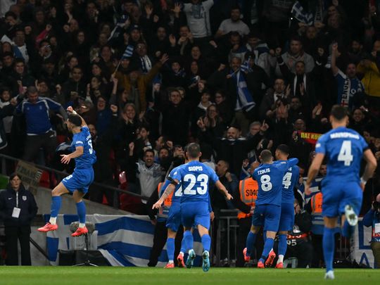 Greece celebrate their winner