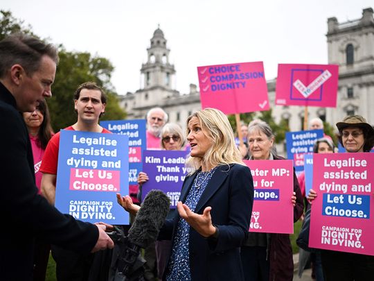 Labour MP Kim Leadbeater speaks to the press 