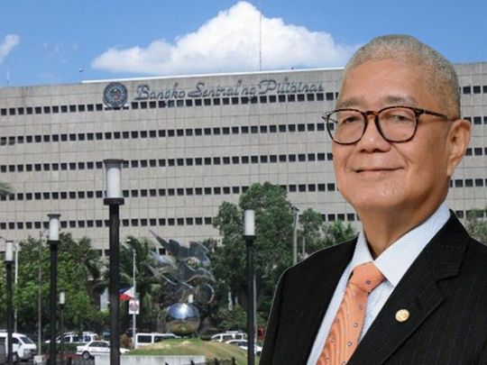 The Bangko Sentral ng Pilipinas (BSP) headquarters with BSP Governor Eli M. Remolona, Jr. 