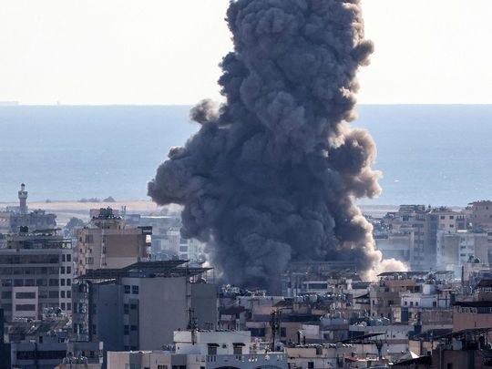 Israeli airstrike on Beirut's southern suburbs on October 19, 2024. 