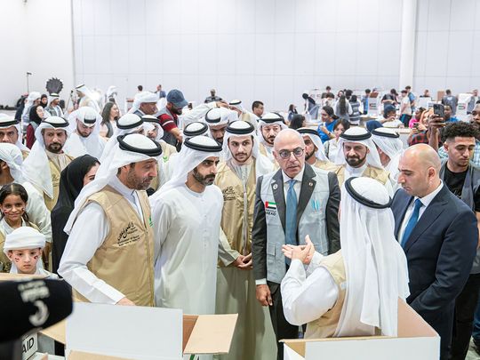 Sheikh Salem bin Abdulrahman Al Qasimi, Chairman of the Sharjah Ruler’s Office, at 'UAE Stands with Lebanon' event at Expo Centre Sharjah on Saturday