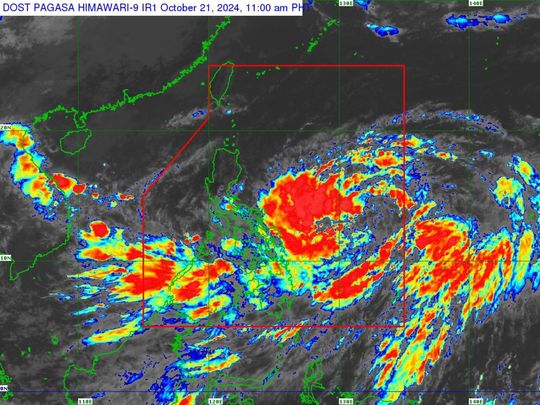 A satellite photo shows tropical depression Kristine 