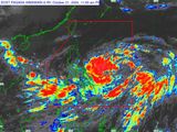 A satellite photo shows tropical depression Kristine 