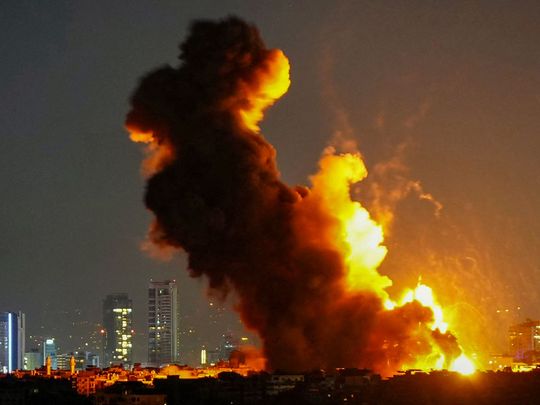 Smoke rises from the site of an Israeli airstrike