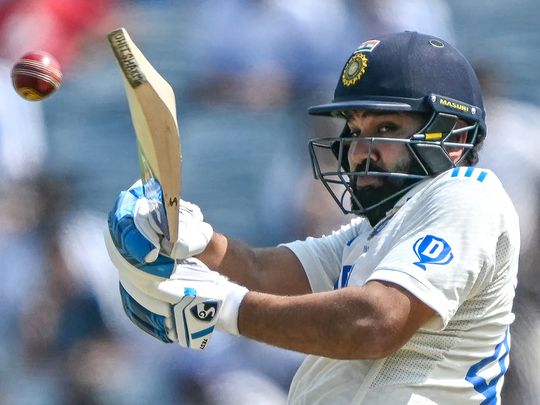 India's captain Rohit Sharma plays a shot 