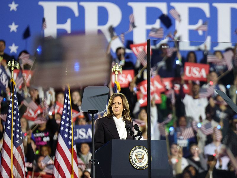 Democratic presidential nominee US Vice President Kamala Harris 