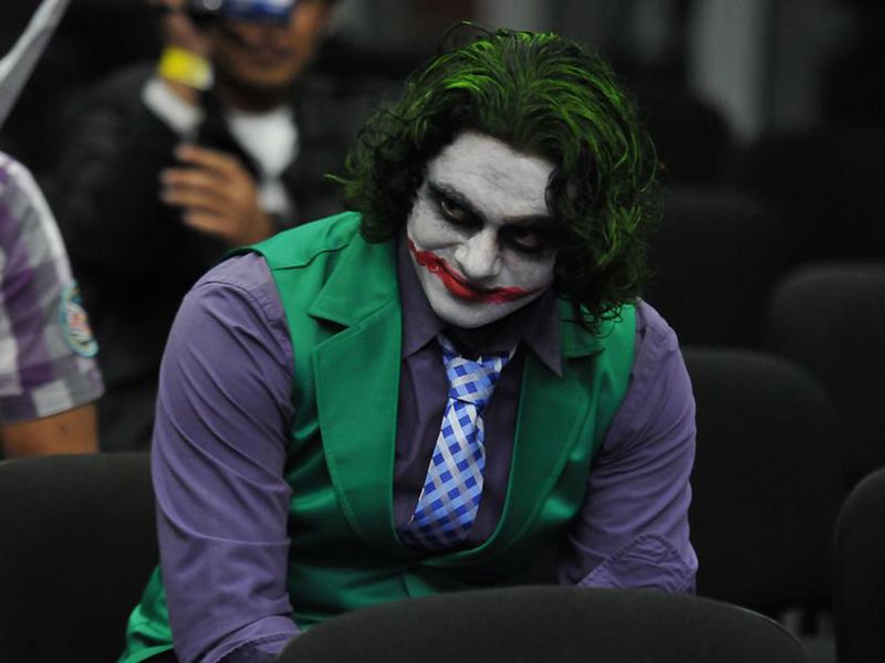 Essa Al-Bastaki, UAE-based cosplayer, as the Joker from The Dark Knight. 