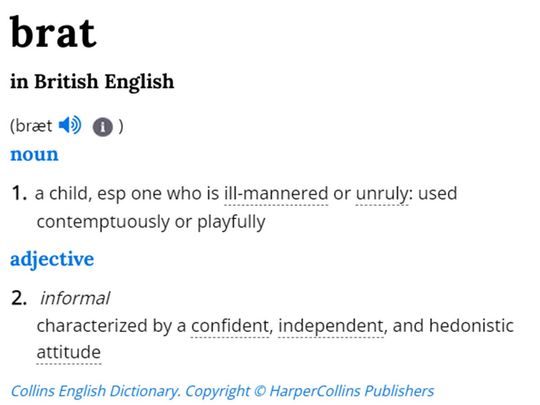 BRAT COLLINS DICTIONARY