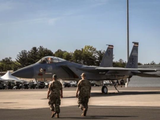 F-15E Strike Eagle jet on an airfield