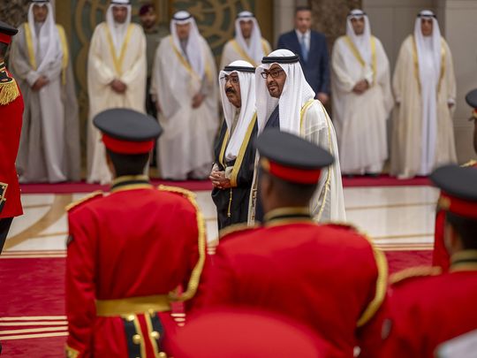 President His Highness Sheikh Mohamed bin Zayed Al Nahyan and Sheikh Mishal Al Ahmad Al Jaber Al Sabah, Emir of Kuwait