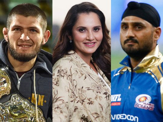 Khabib Nurmagomedov, Sania Mirza and Harbhajan Singh-1731338791732