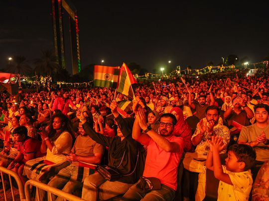 The crowd watches a show during the ‘Ghar Jaisi Diwali’ event organised by Emirates Loves India