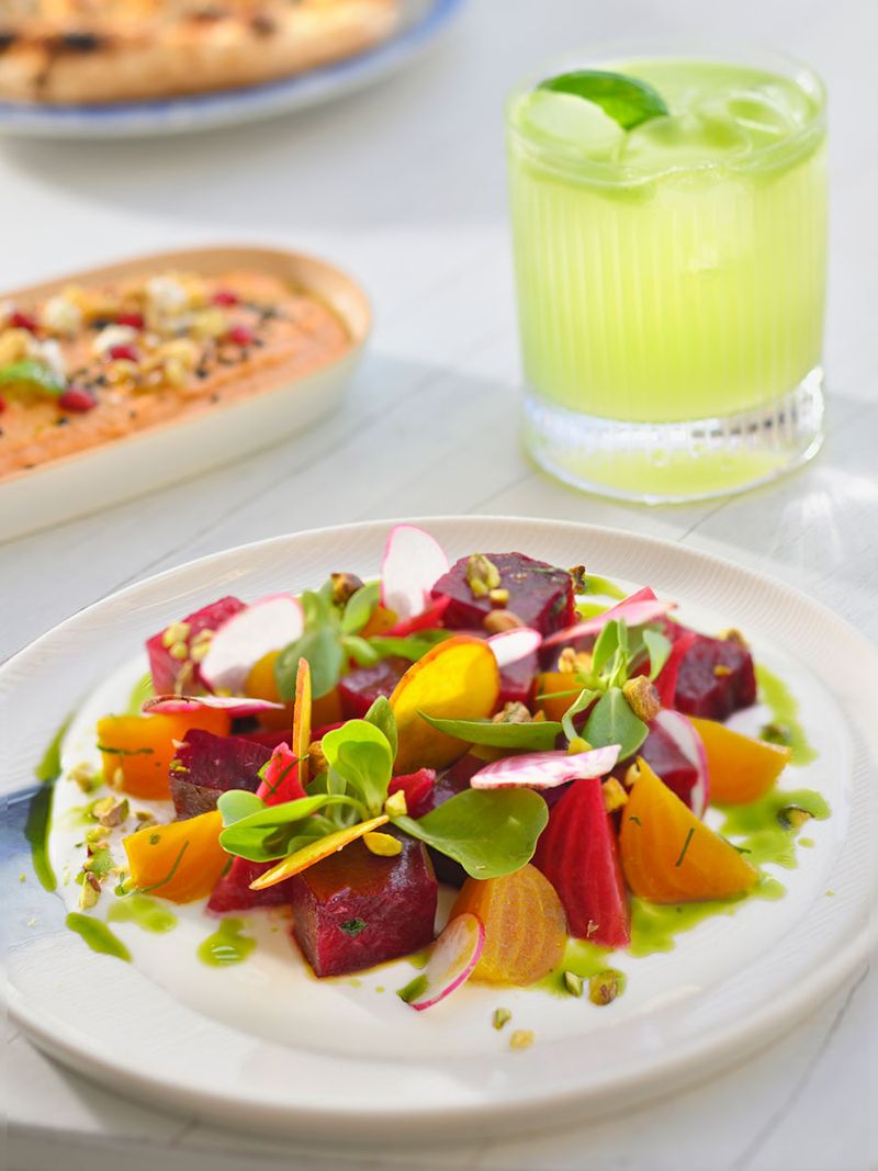 Try the beetroot salad from OIA's Greek-inspired menu.