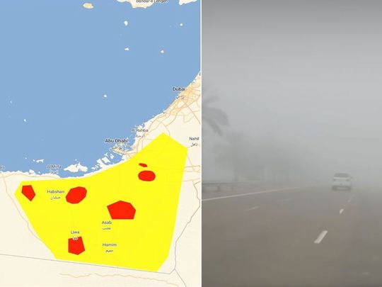 Fog alert issued across internal areas of Abu Dhabi.