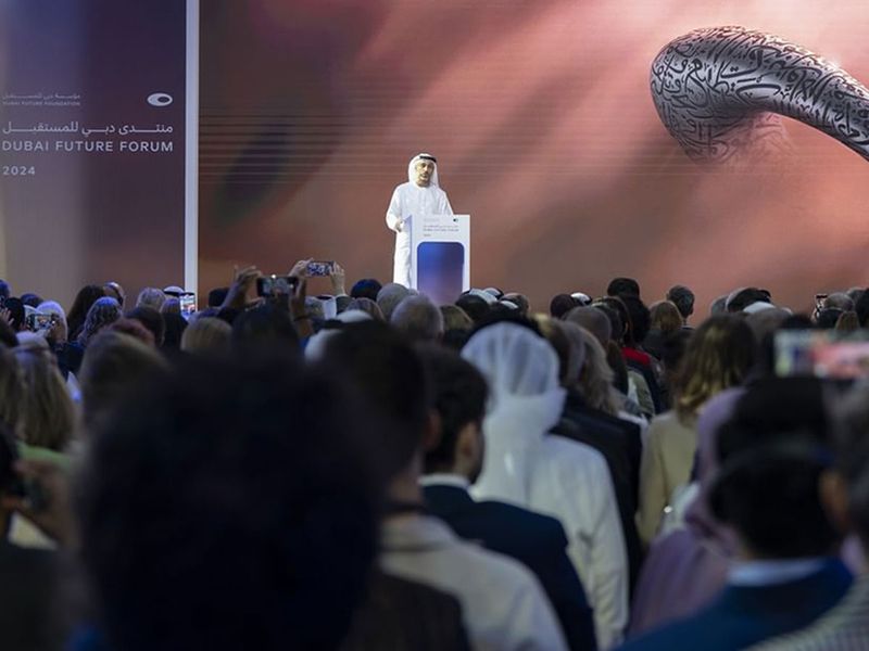 Khalfan Belhoul, CEO of the Dubai Future Foundation, addressing the Dubai Future Forum on Nov 19, 2024