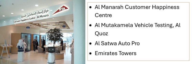 Al Manarah Customer Happiness Centre Al Mutakamela Vehicle Testing, Al Quoz Al Satwa Auto Pro Emirates Towers