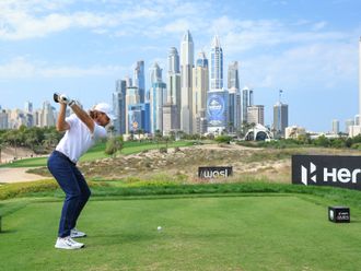 Tommy Fleetwood in action during the 2024 Hero Dubai Desert Classic