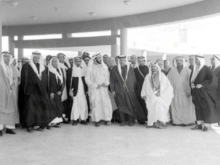 Arrival of rulers from Qatar and Bahrain for Federation meeting, Dubai, 1960s. Â© Noor Ali Rashid Archives-1732795357127