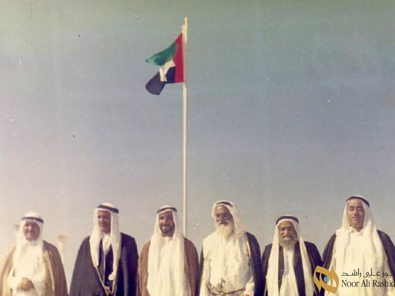 Founding fathers of the nation, Dubai,  2 December 1971. The iconic photograph of the founding fathers proudly posing with t-1732795361219