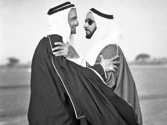 Sheikh Zayed bin Sultan Al Nahyan and Sheikh Rashid Bin Saeed Al Maktoum 