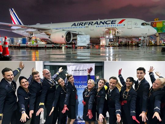 Air France's maiden direct Paris-Manila flight, an Airbus A350-900 a